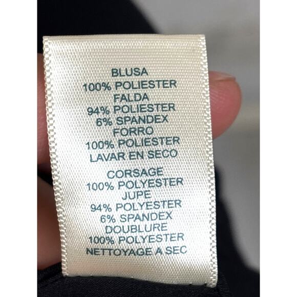 Harper Rose womens 4 Black White Wrap Bodice Long Sleeve Midi Work Dress NEW - Picture 7 of 7